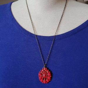 20" Bronze Burnt Orange Floral Pendant Necklace Tony Alexander Jewelry Artisan